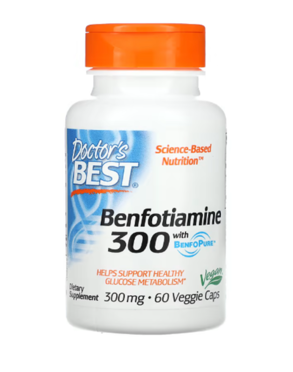 Doctor's Best, Benfotiamine 300 with BenfoPure, 300 mg, 60 Veggie Caps