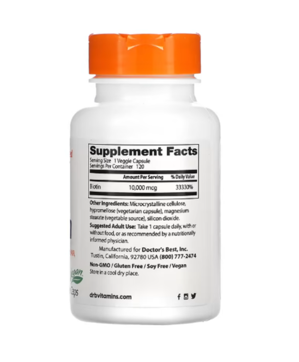 Doctor's Best, Biotin, 10,000 mcg, 120 Veggie Caps