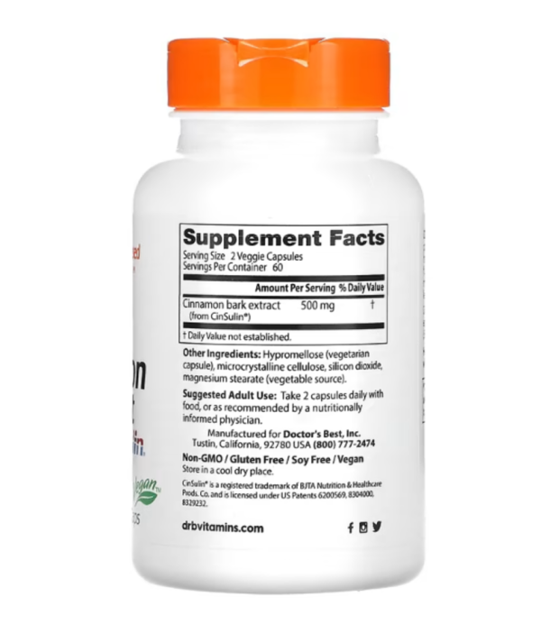 Doctor's Best, Cinnamon Extract with CinSulin, 250 mg, 120 Veggie Caps