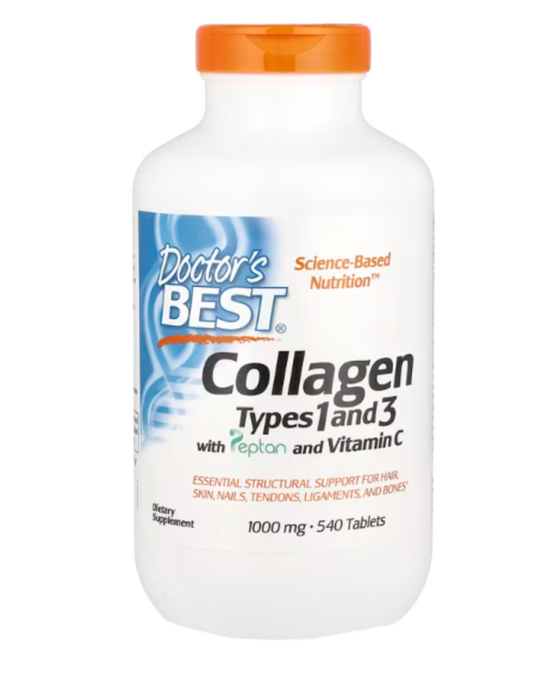 Doctor's Best, Collagen Types 1 and 3 with Peptan and Vitamin C, 1,000 mg, 540 Tablets