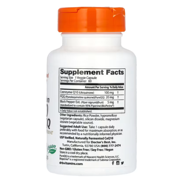 Doctor's Best, CoQ10 100 mg, PQQ 20 mg, 60 Veggie Caps