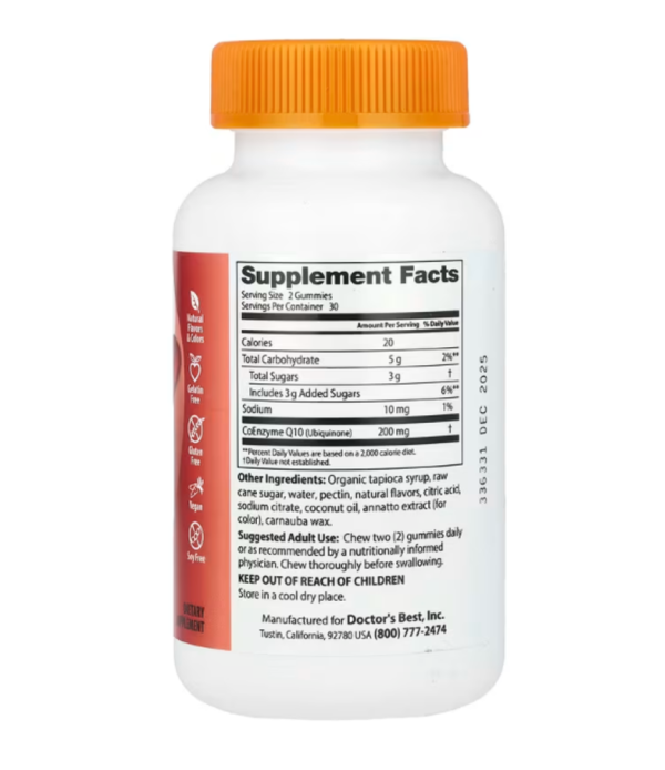 Doctor's Best, CoQ10 Gummies, Mango Madness, 200 mg, 60 Gummies (100 mg per Gummy)