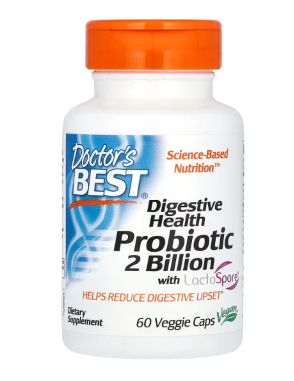 Doctor's Best, Digestive Health, Probiotic with LactoSpore, 2 Billion, 60 Veggie Caps