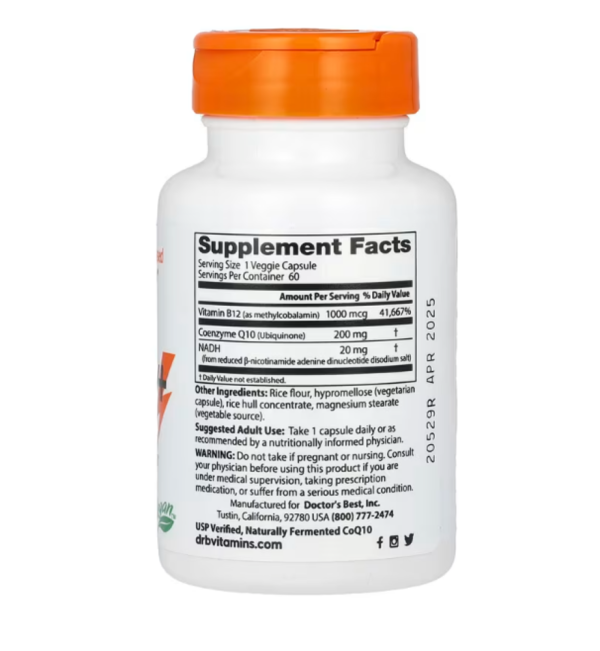 Doctor's Best, Energy+ CoQ10, NADH & B12, 60 Veggie Caps
