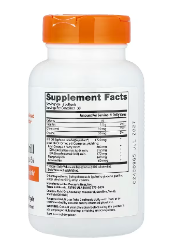 Doctor's Best, Enhanced Krill Plus Omega3s with Superba 2, 60 Softgels