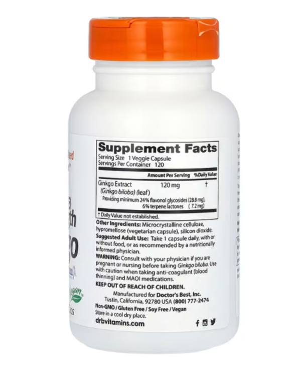 Doctor's Best, Extra Strength Ginkgo, 120 mg, 120 Veggie Caps