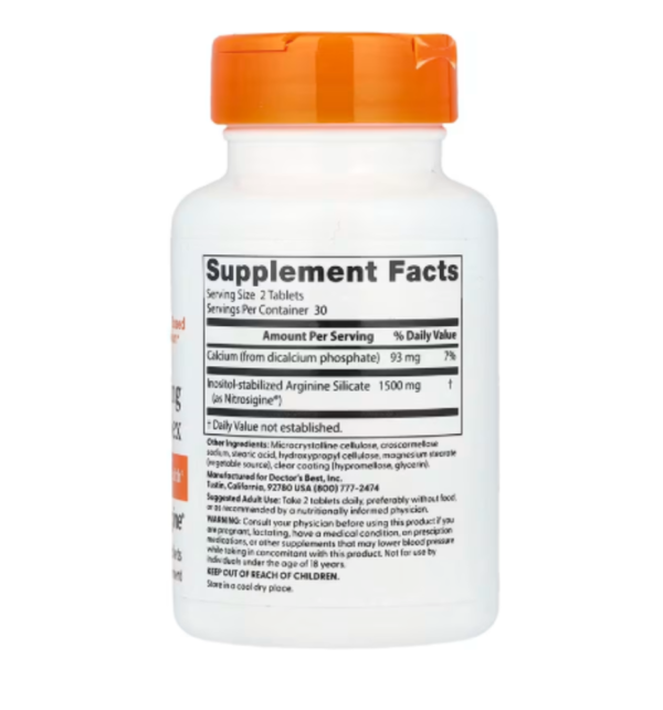 Doctor's Best, Fast Acting Arginine Complex with Nitrosigine, 750 mg, 60 Tablets