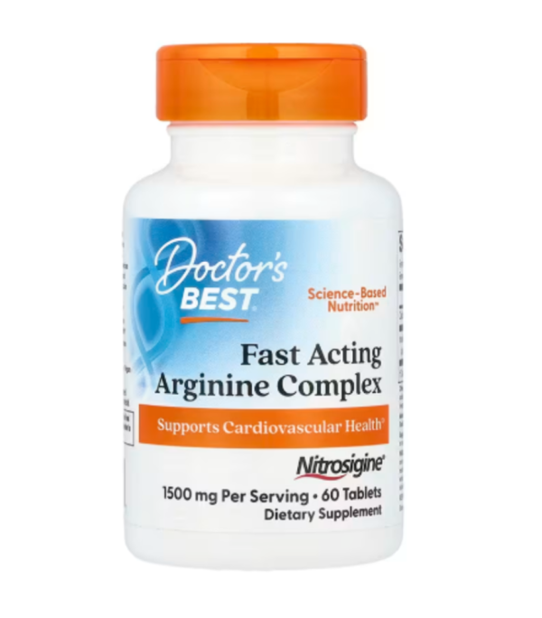 Doctor's Best, Fast Acting Arginine Complex with Nitrosigine, 750 mg, 60 Tablets