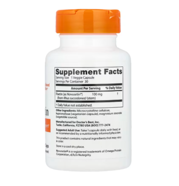 Doctor's Best, Fisetin with Novusetin, 100 mg, 30 Veggie Caps