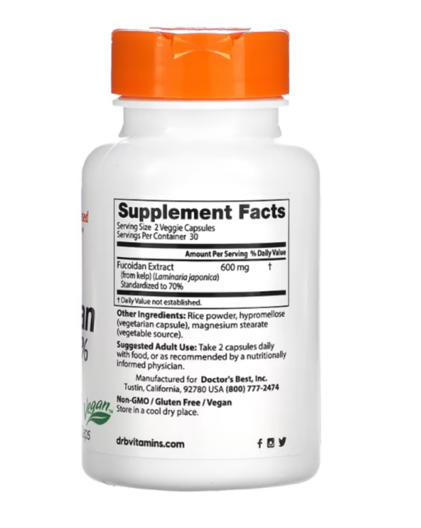 Doctor's Best, Fucoidan 70%, 300 mg, 60 Veggie Caps