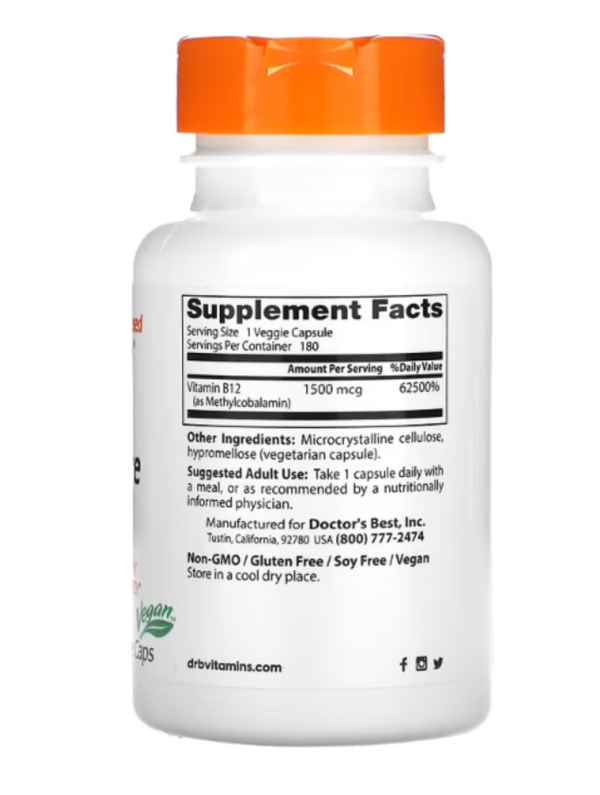 Doctor's Best, Fully Active B12, 1,500 mcg, 180 Veggie Caps