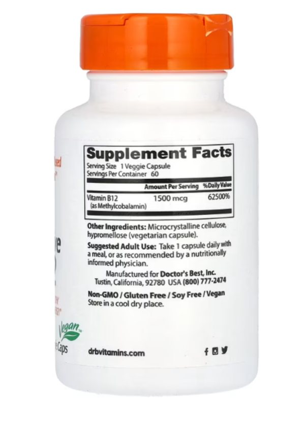 Doctor's Best, Fully Active B12, 1,500 mcg, 60 Veggie Caps