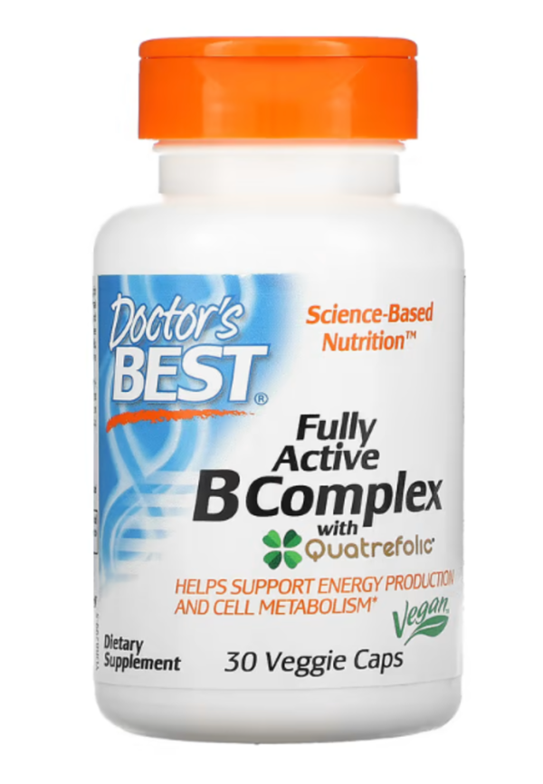 Doctor's Best, Fully Active B Complex with Quatrefolic, 30 Veggie Caps