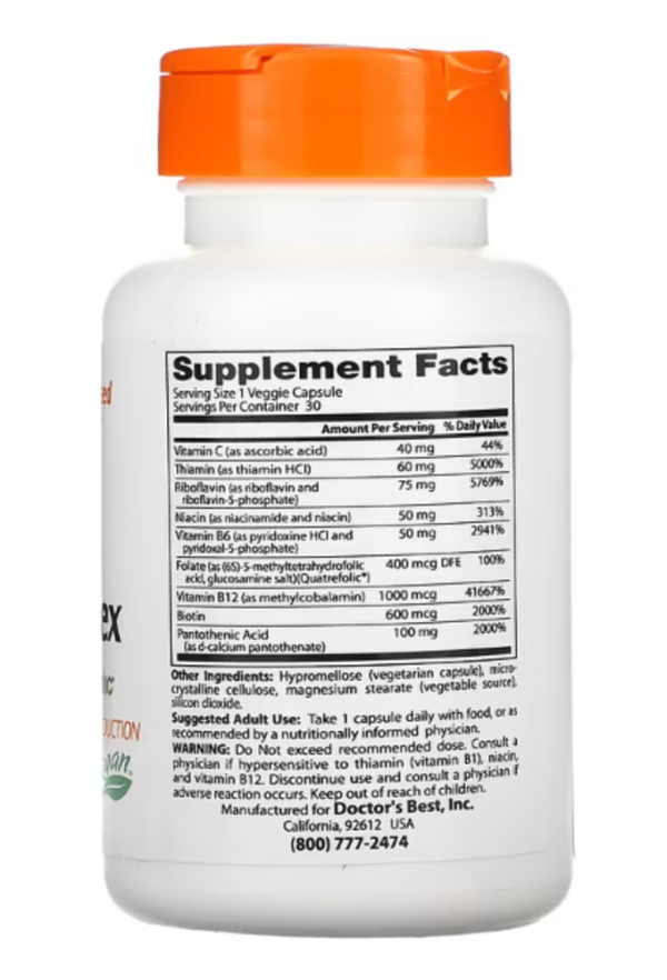 Doctor's Best, Fully Active B Complex with Quatrefolic, 30 Veggie Caps