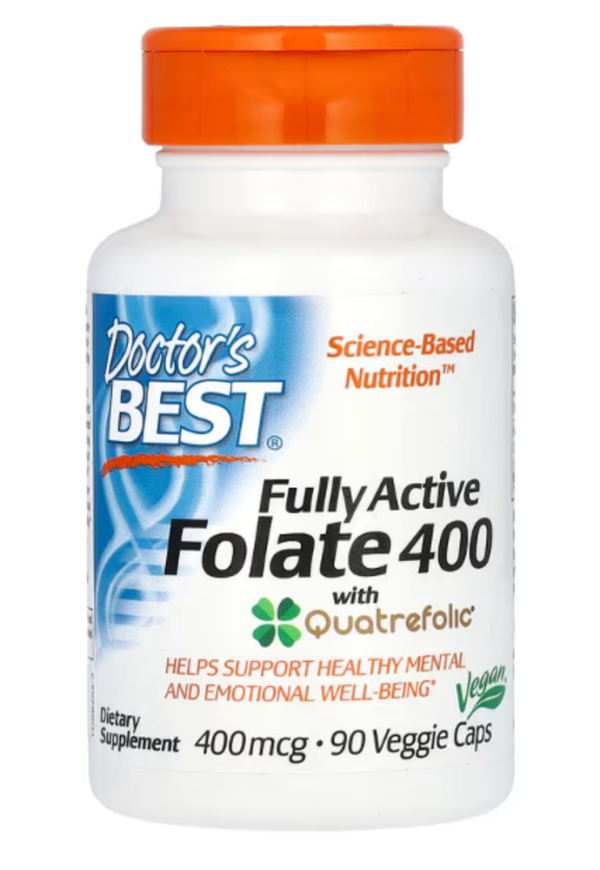 Doctor's Best, Fully Active Folate 400 with Quatrefolic, 400 mcg, 90 Veggie Caps