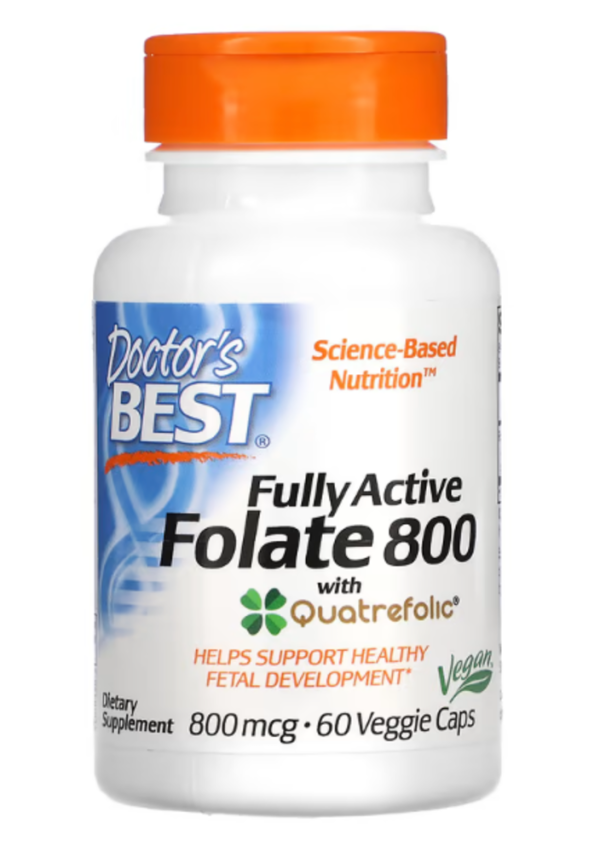 Doctor's Best, Fully Active Folate 800 with Quatrefolic, 800 mcg, 60 Veggie Caps