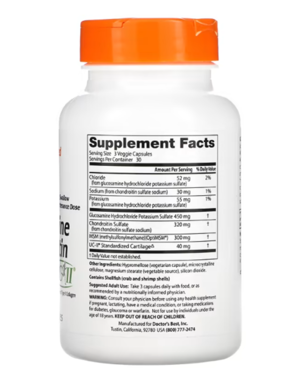 Doctor's Best, Glucosamine Chondroitin, MSM + UCII, 90 Veggie Capsule