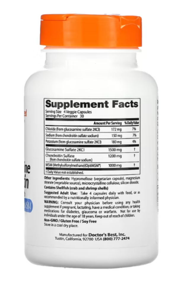 Doctor's Best, Glucosamine Chondroitin MSM with OptiMSM, 120 Veggie Caps