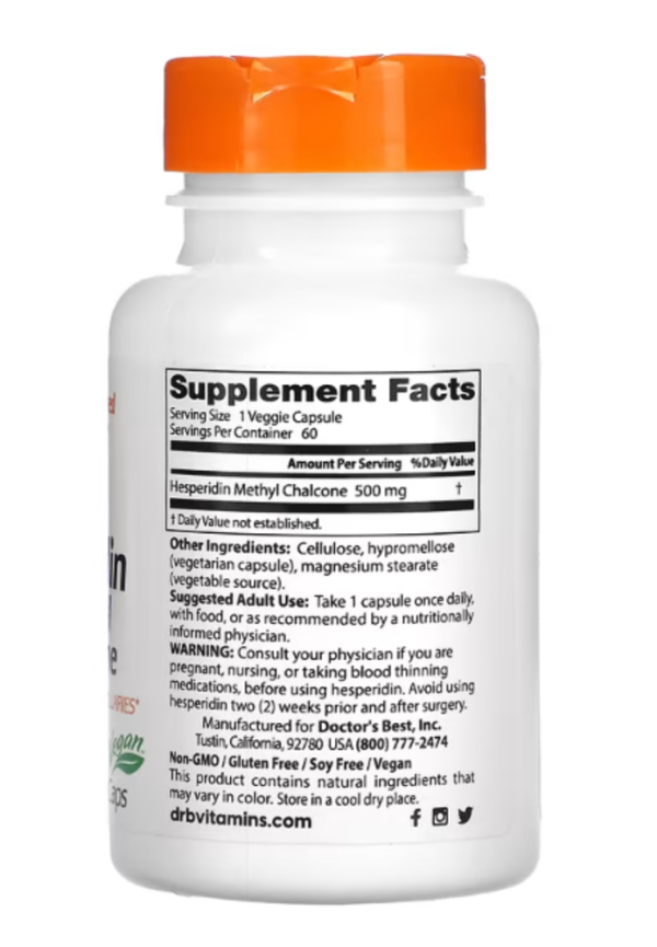 Doctor's Best, Hesperidin, Methyl Chalcone, 500 mg, 60 Veggie Caps