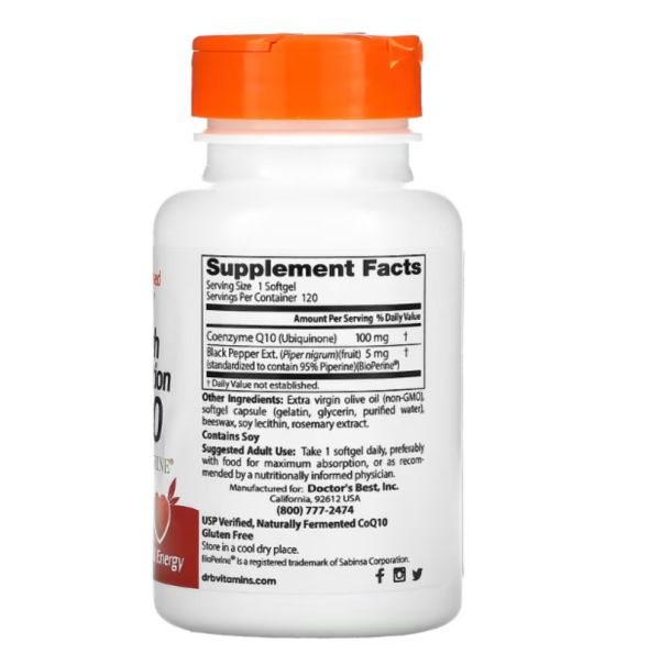Doctor's Best, High Absorption CoQ10 with BioPerine, 100 mg, 120 Softgels