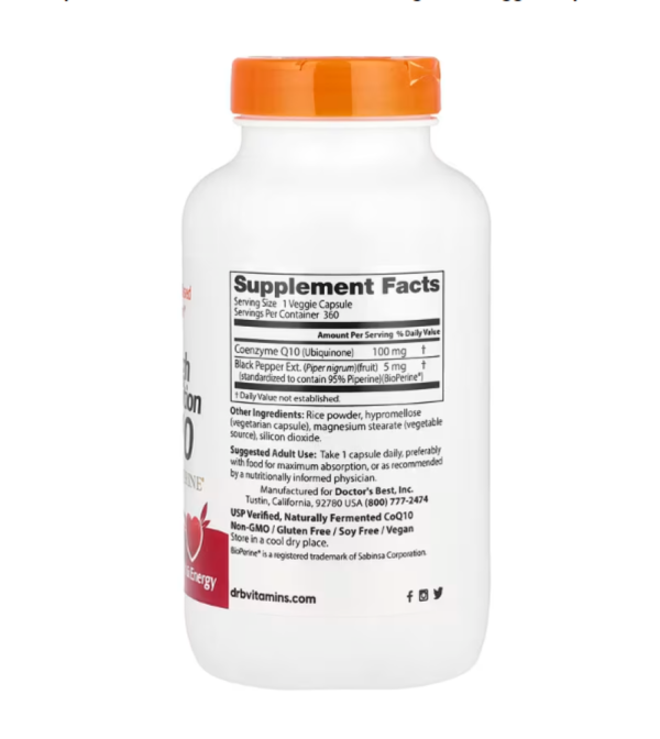 Doctor's Best, High Absorption CoQ10 with BioPerine, 100 mg, 360 Veggie Caps