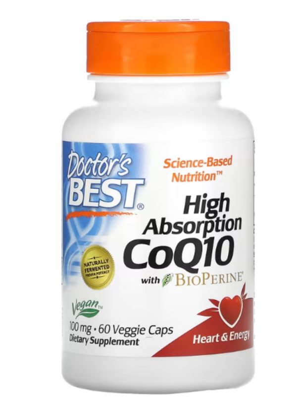 Doctor's Best, High Absorption CoQ10, with BioPerine, 100 mg, 60 Veggie Caps
