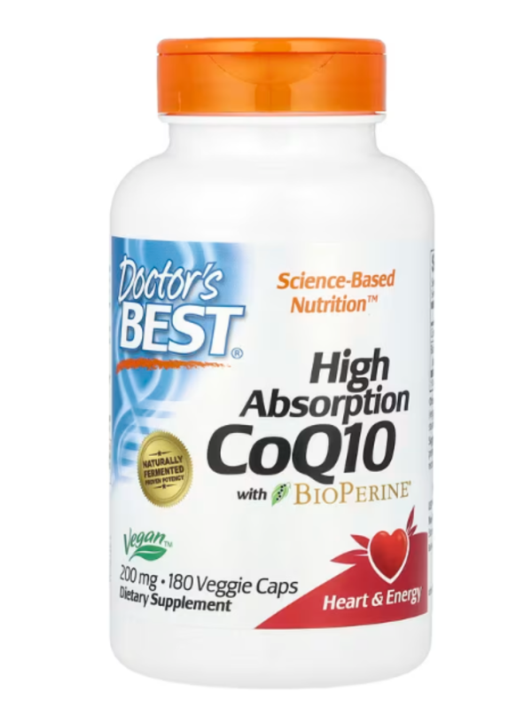 Doctor's Best, High Absorption CoQ10 with BioPerine, 200 mg, 180 Veggie Caps