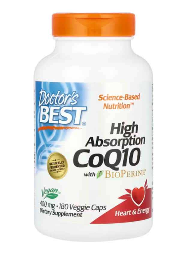 Doctor's Best, High Absorption CoQ10 with BioPerine, 400 mg, 180 Veggie Caps
