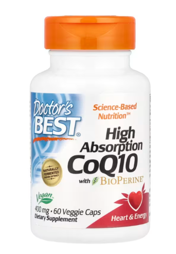 Doctor's Best, High Absorption CoQ10 with BioPerine, 400 mg, 60 Veggie Caps