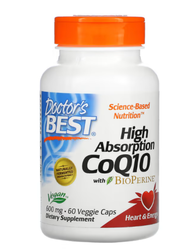 Doctor's Best, High Absorption CoQ10 with BioPerine, 600 mg, 60 Veggie Caps