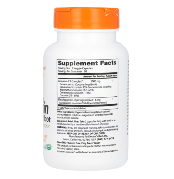 Doctor's Best, High Absorption Curcumin, 500 mg, 120 Capsules