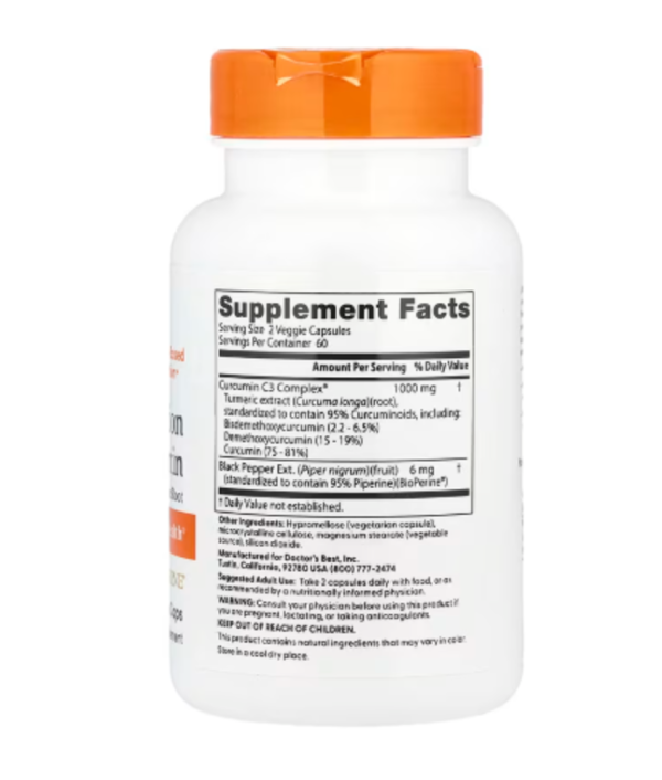 Doctor's Best, High Absorption Curcumin, 500 mg, 120 Capsules