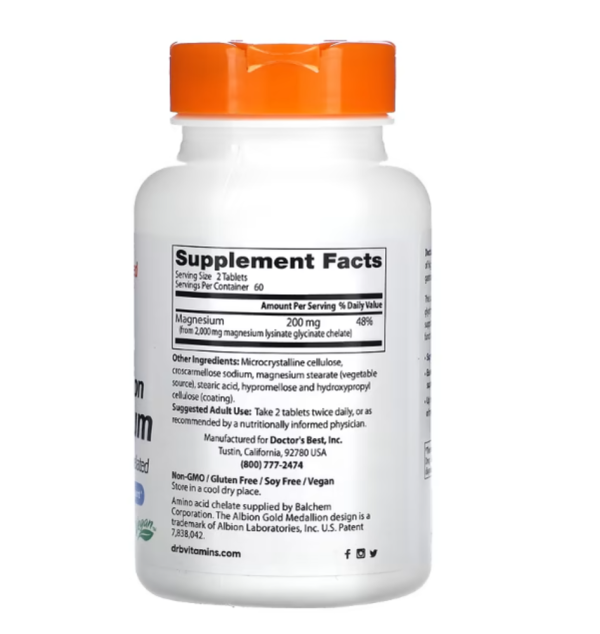 Doctor's Best, High Absorption Magnesium, 100 mg, 120 Tablets