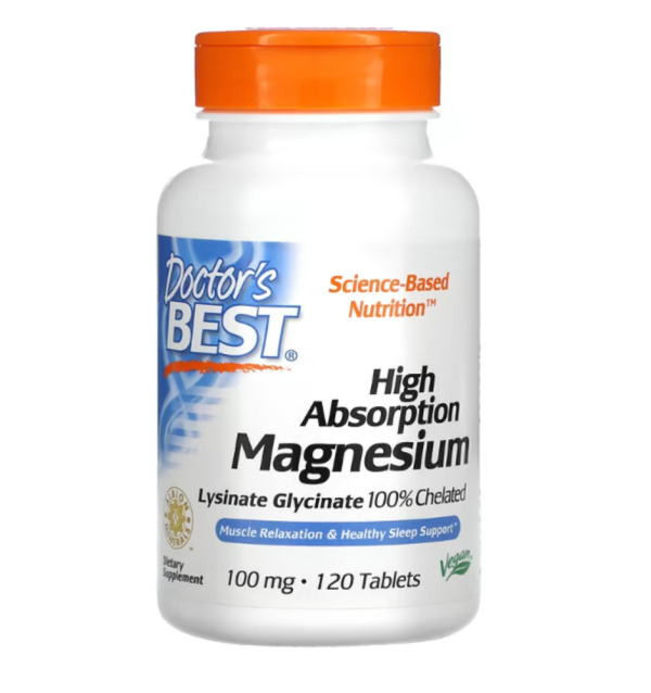 Doctor's Best, High Absorption Magnesium, 100 mg, 120 Tablets