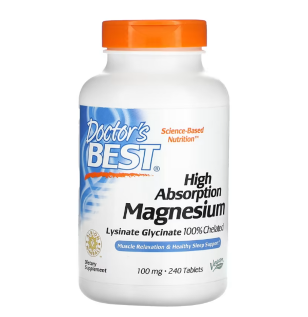 Doctor's Best, High Absorption Magnesium, 100 mg, 240 Tablets