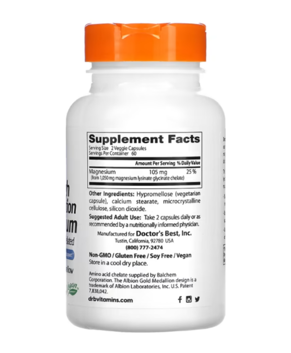 Doctor's Best, High Absorption Magnesium, 105 mg, 120 Veggie Caps (52.5 mg per Capsule)