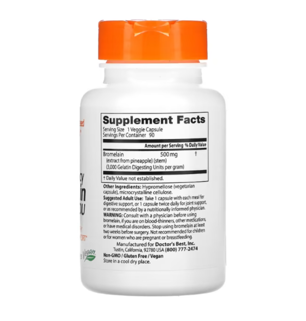Doctor's Best, High Potency Bromelain 3000 GDU, 500 mg, 90 Veggie Caps