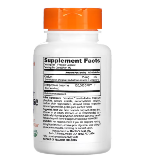 Doctor's Best, High Potency Serrapeptase, 120,000 SPU, 90 Veggie Caps