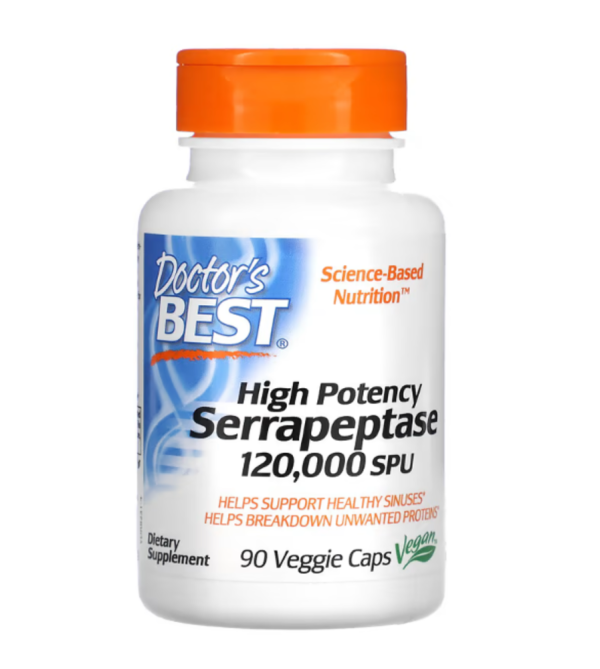 Doctor's Best, High Potency Serrapeptase, 120,000 SPU, 90 Veggie Caps