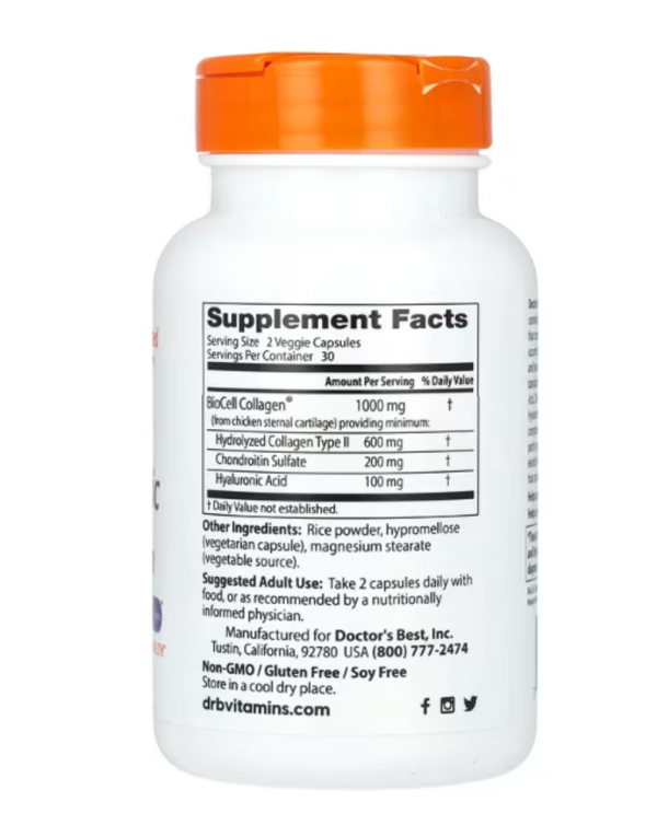 Doctor's Best, Hyaluronic Acid + Chondroitin Sulfate with BioCell Collagen, 60 Veggie Caps