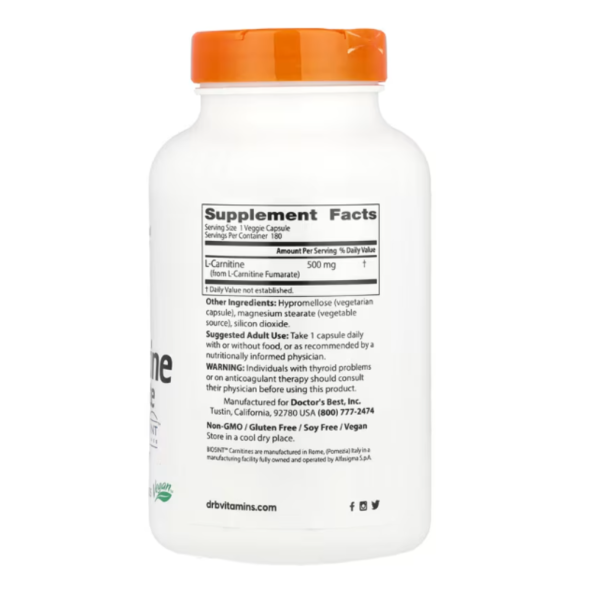 Doctor's Best, L-Carnitine Fumarate with Biosint Carnitines, 855 mg, 180 Veggie Caps