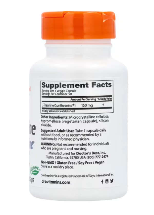 Doctor's Best, L-Theanine with Suntheanine, 150 mg, 90 Veggie Caps