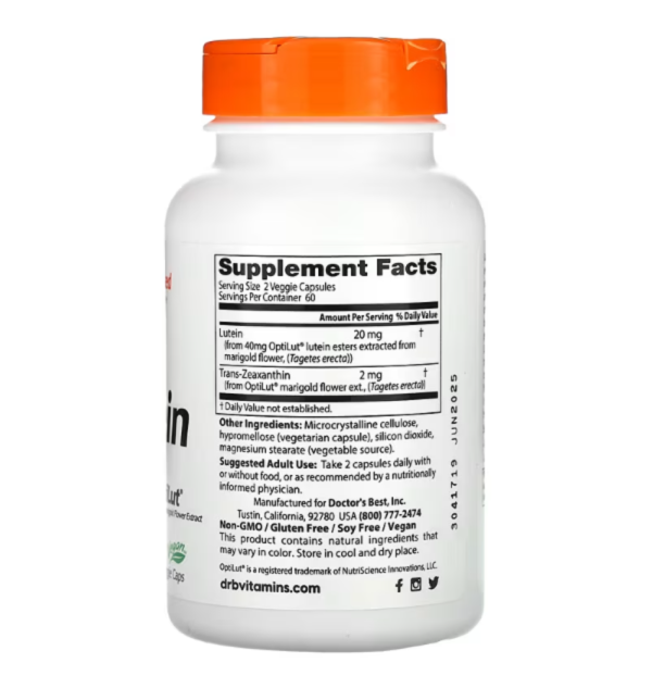 Doctor's Best, Lutein with OptiLut, 10 mg, 120 Veggie Caps
