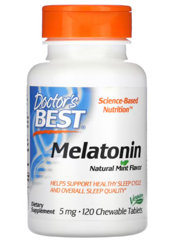 Doctor's Best, Melatonin, Natural Mint Flavor, 5 mg, 120 Chewable Tablets
