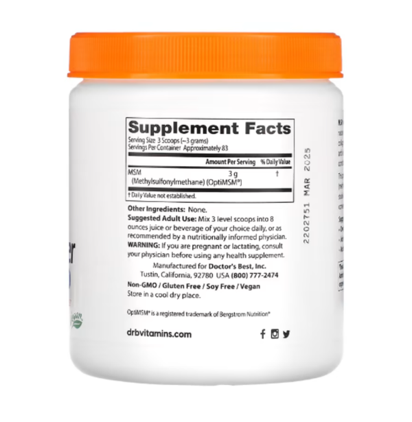 Doctor's Best, MSM Powder with OptiMSM, 8.8 oz (250 g)