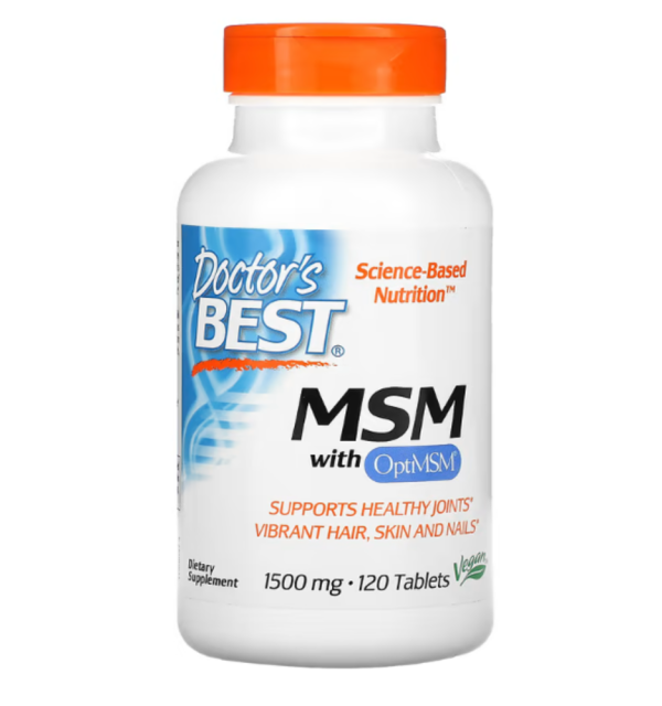 Doctor's Best, MSM with OptiMSM, 1,500 mg, 120 Tablets