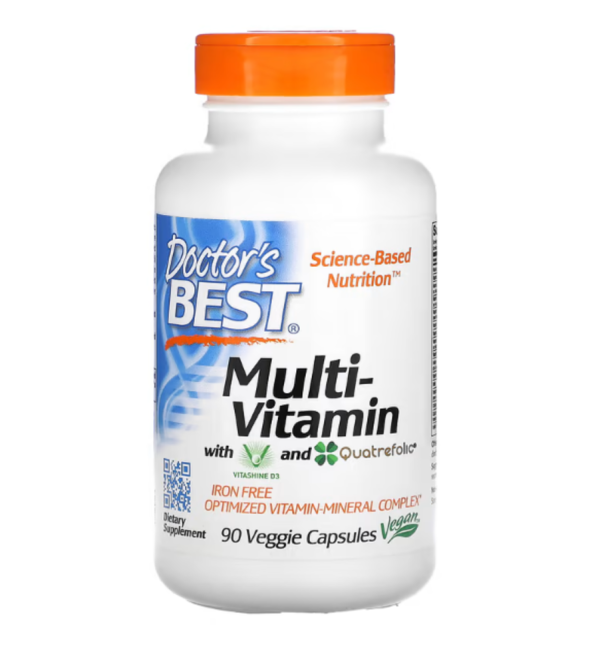 Doctor's Best, Multi-Vitamin with Vitashine D3 and Quatrefolic, Iron Free, 90 Veggie Capsules