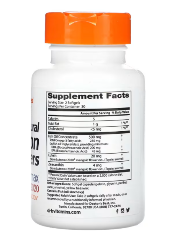 Doctor's Best, Natural Vision Enhancers with Lutemax 2020, 60 Softgels