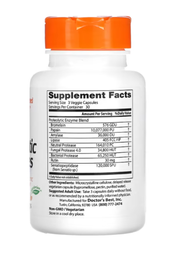 Doctor's Best, Proteolytic Enzymes, 90 Delayed Release Veggie Caps