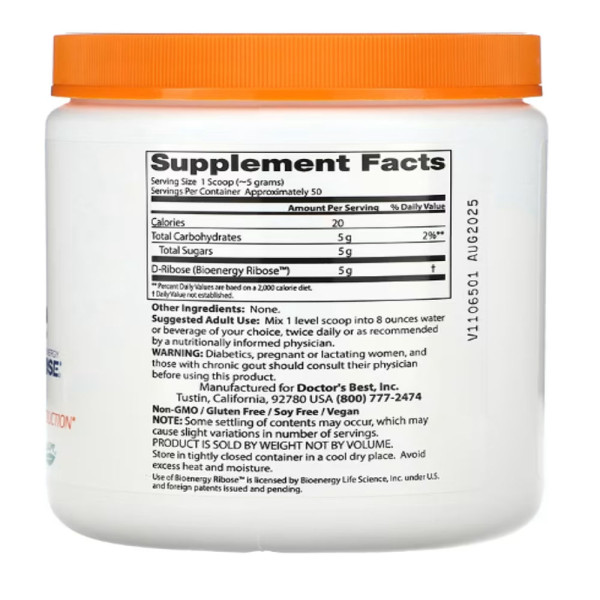 Doctor's Best, Pure D-Ribose Powder, 8.8 oz (250 g)
